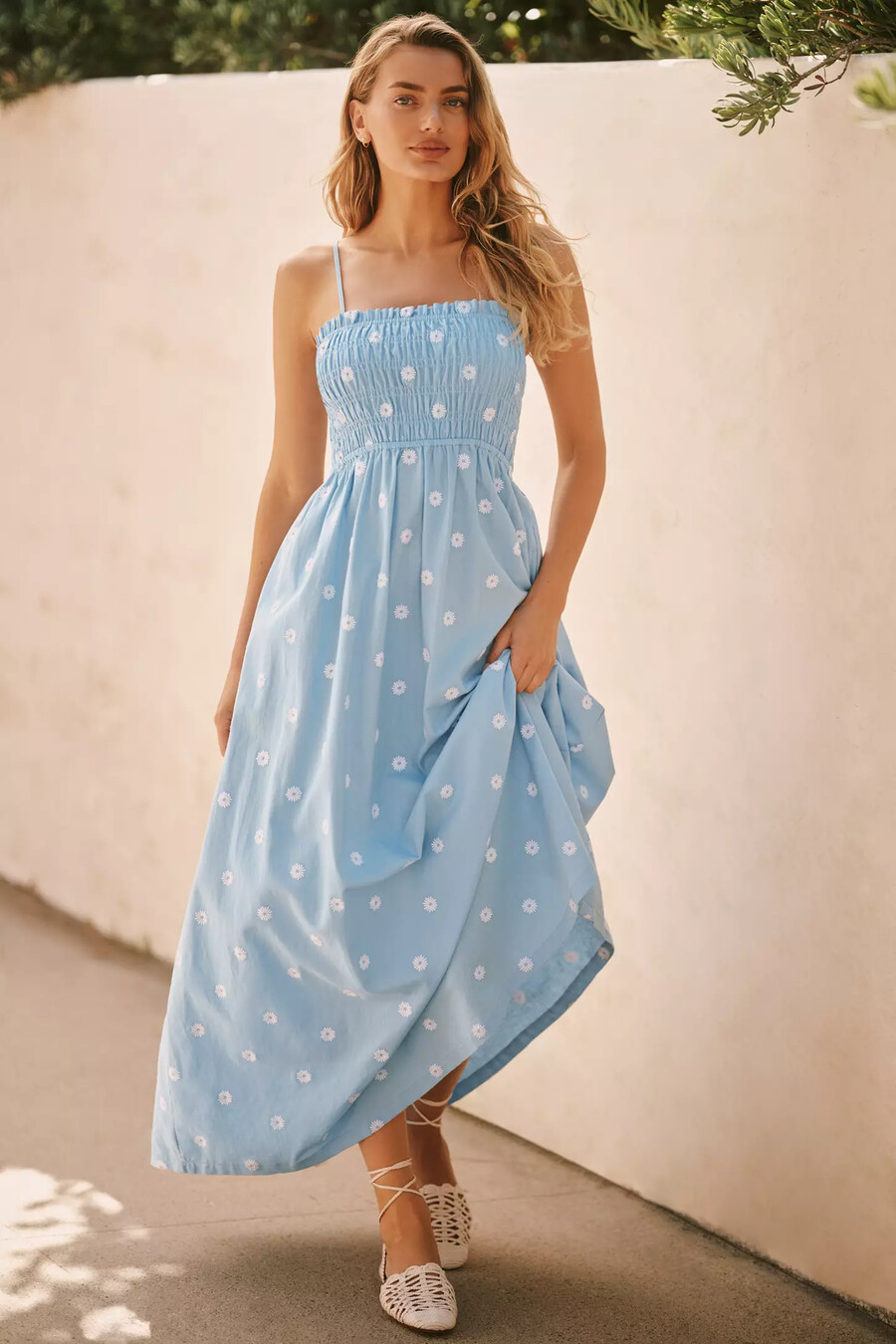 seafolly daisy chain shirred maxi dress