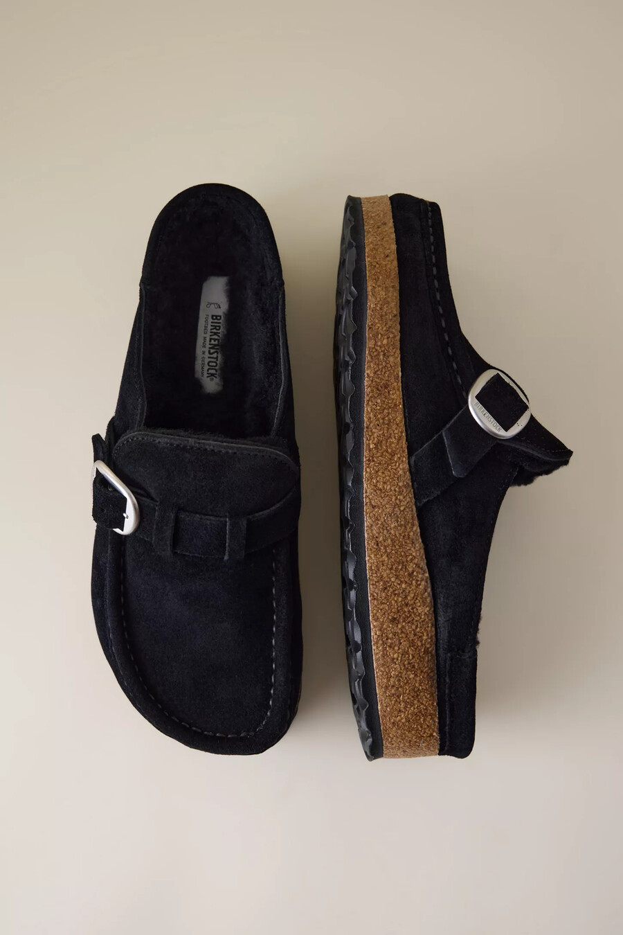 birkenstock buckley shearling suede clogs