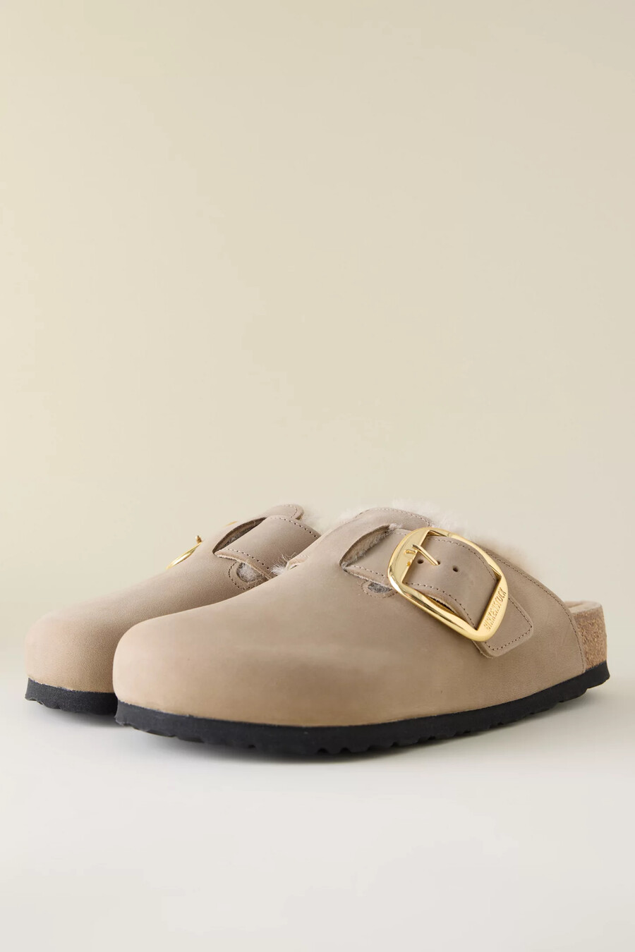 birkenstock boston big buckle shearling clogs