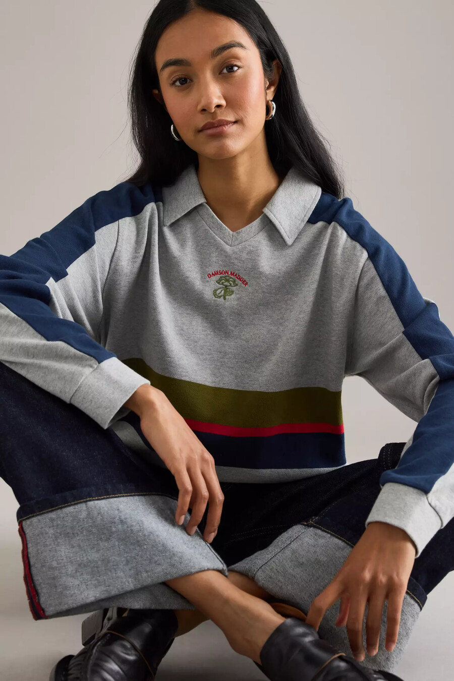 damson madder verity v-neck rugby top