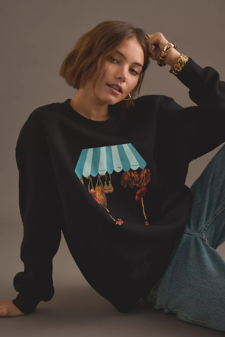 never fully dressed fruit shop graphic sweatshirt