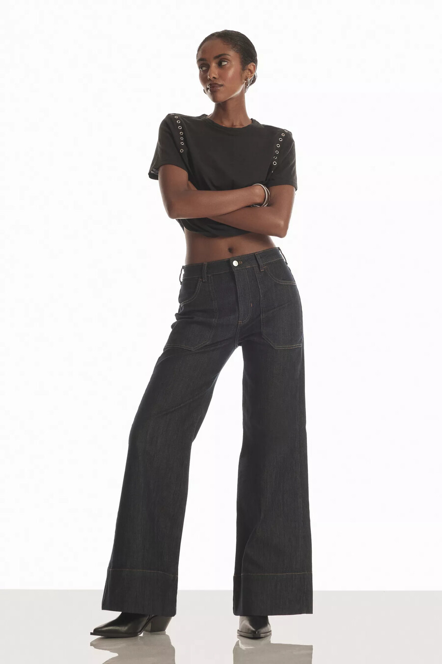 the rylan relaxed high-rise flare jeans by pilcro