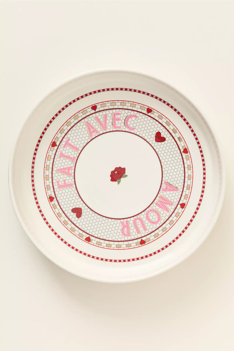 the bistro tile stoneware pie dish valentines edition