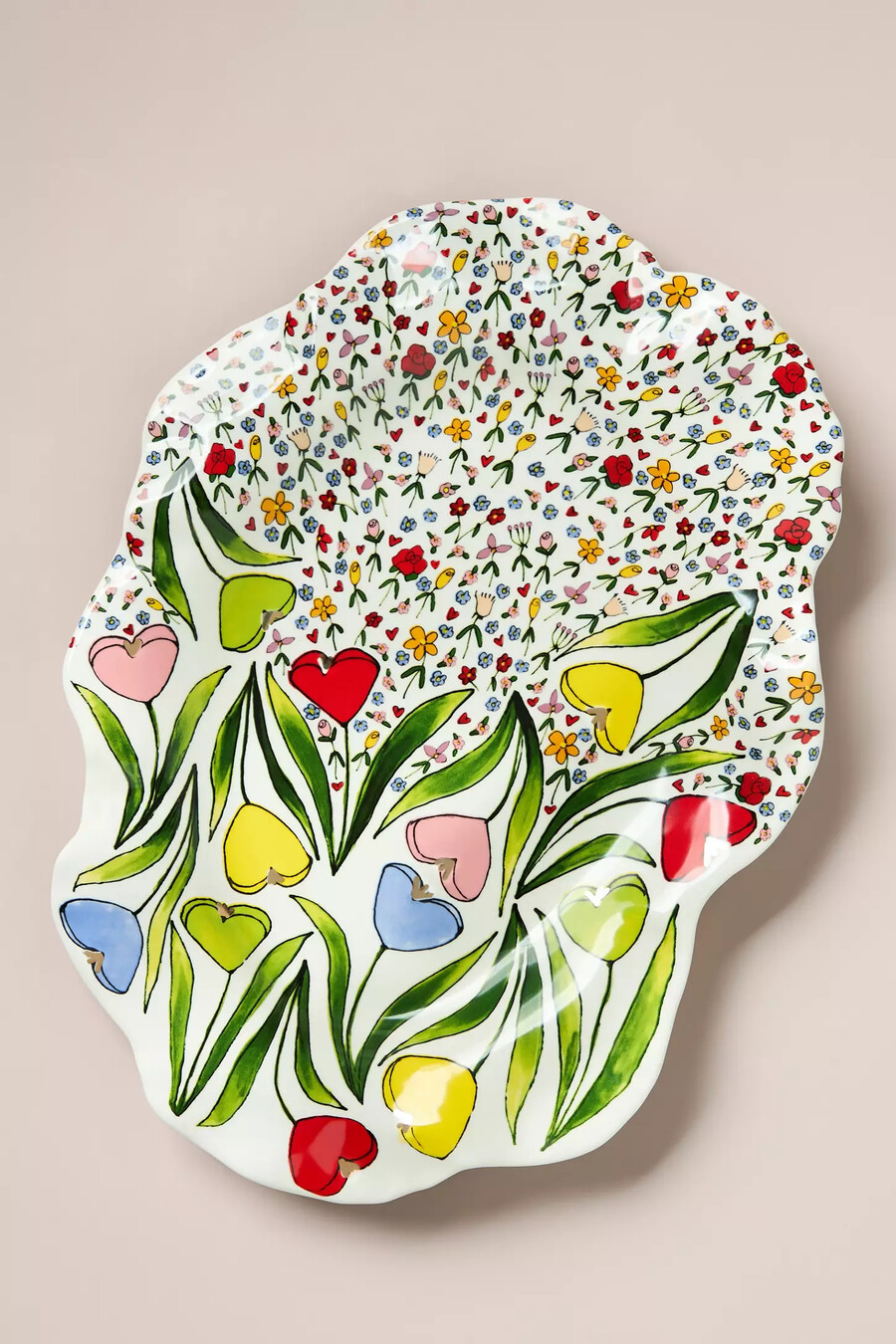 the mud fairy blooming hearts stoneware platter