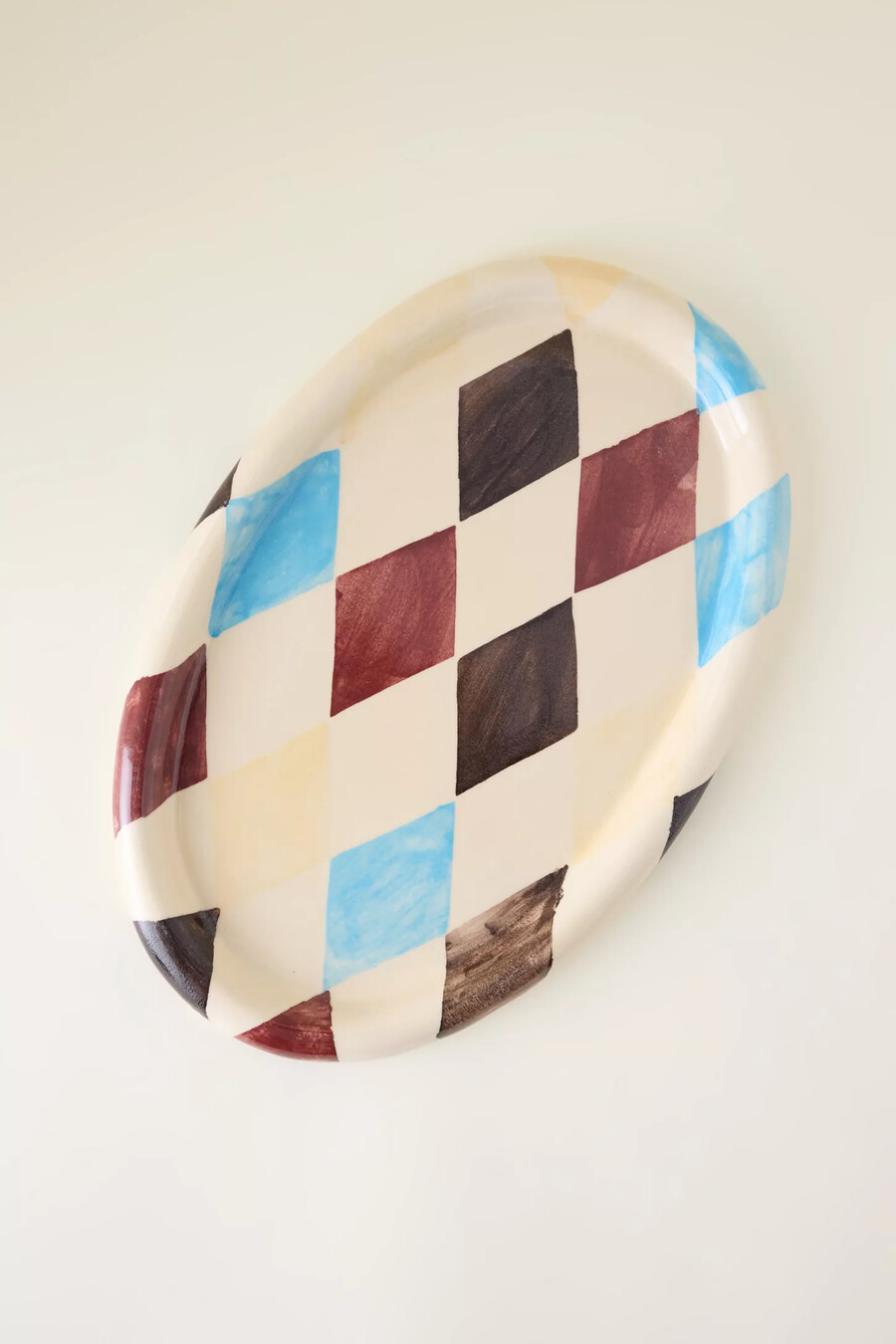 damson madder handpainted harlequin serving platter