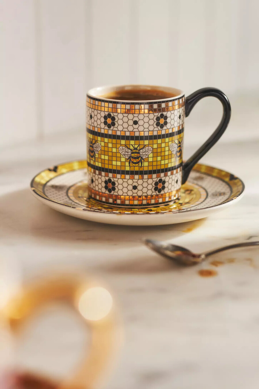 the bistro tile stoneware espresso cup saucer garden edition