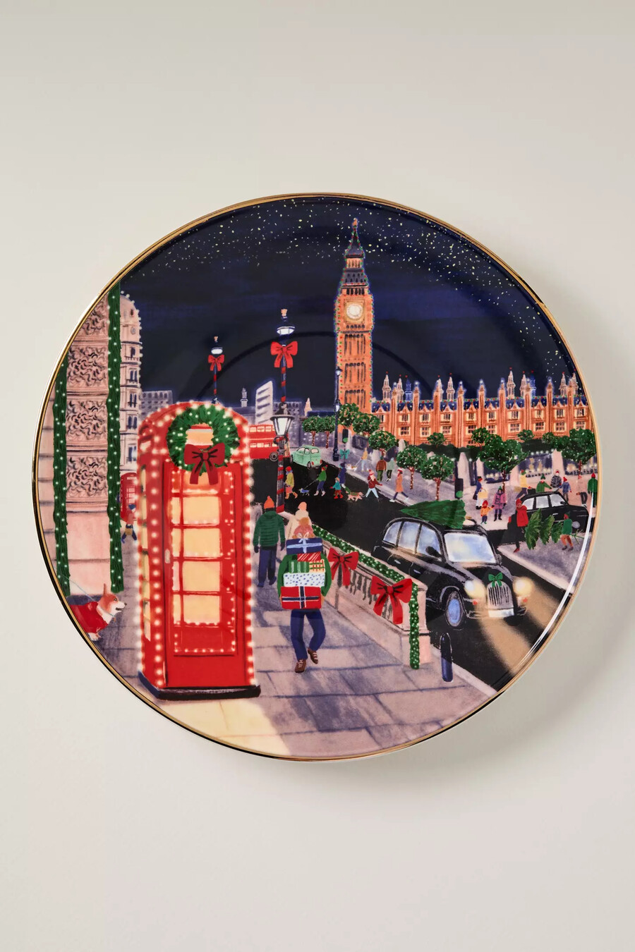 holiday in the city stoneware dessert plate