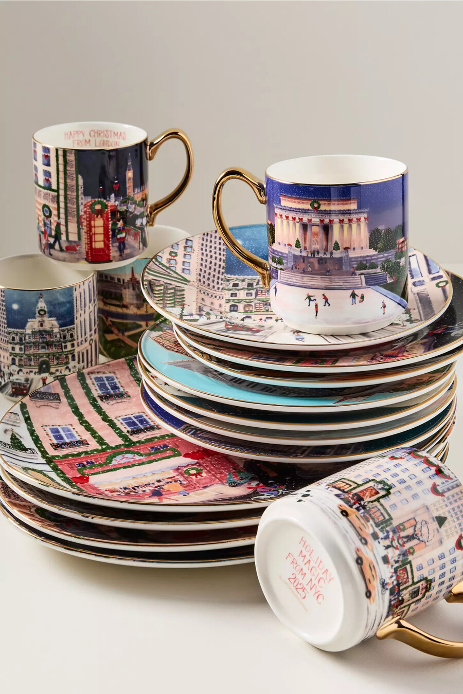 holiday in the city stoneware dessert plate