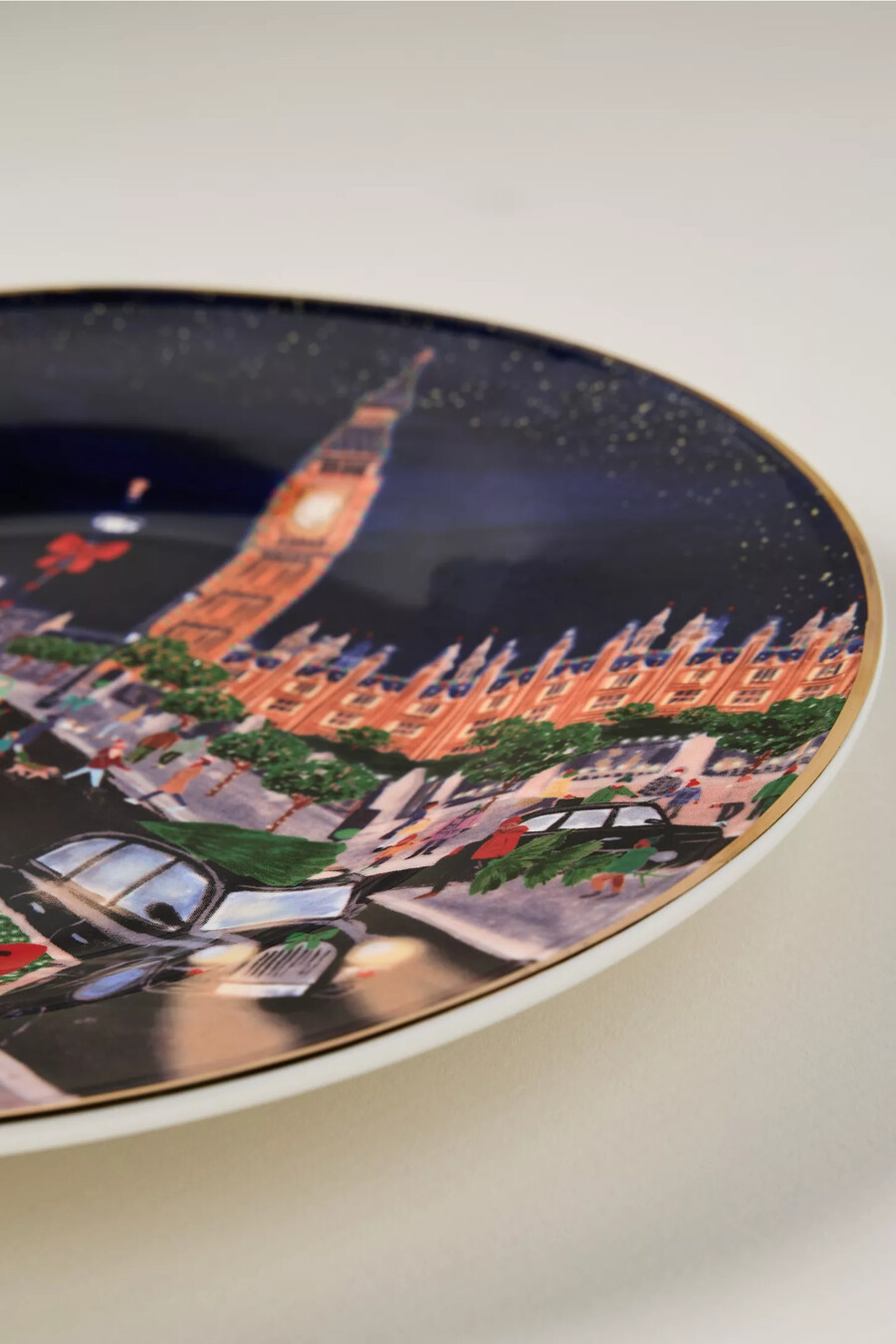 holiday in the city stoneware dessert plate