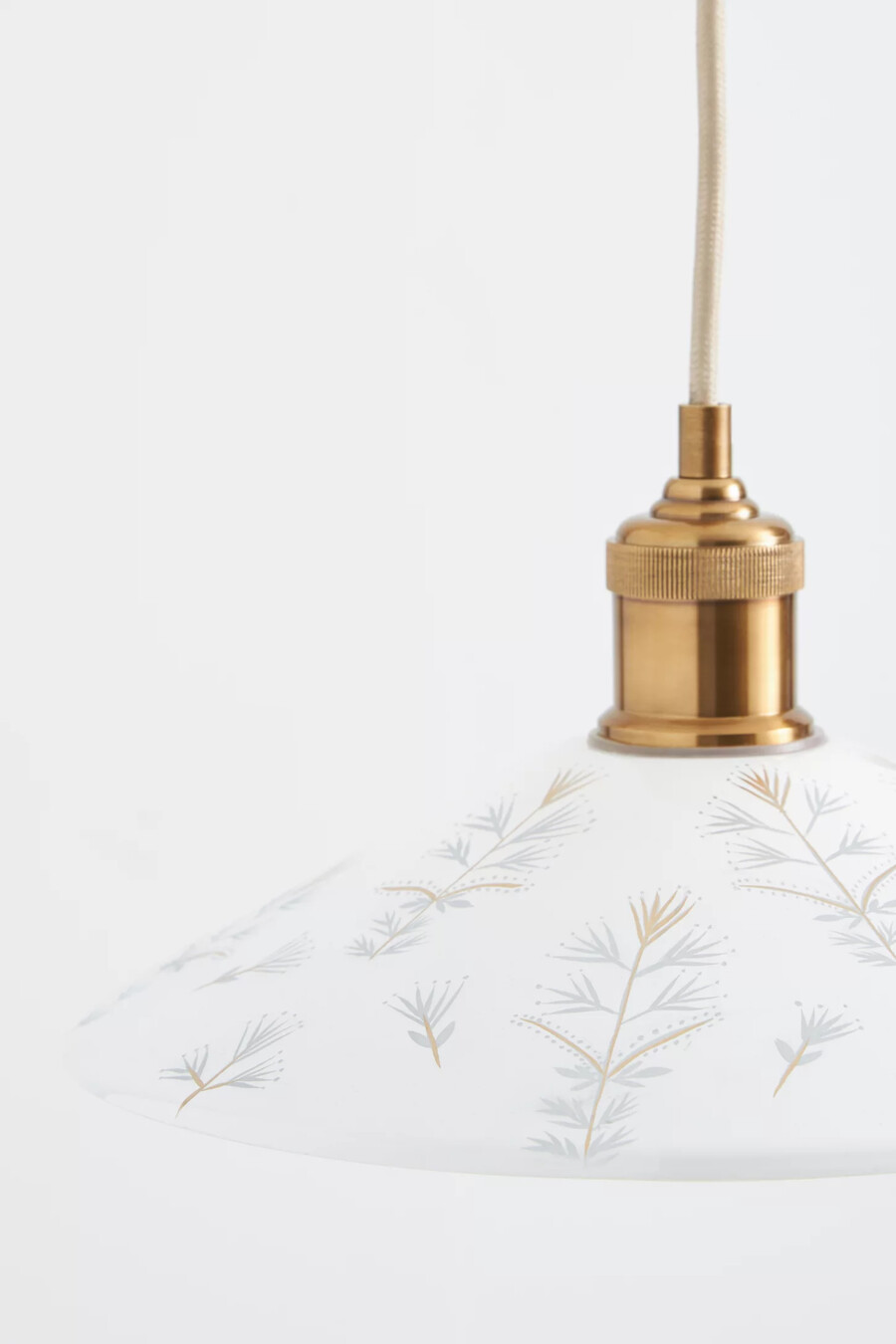 painted etched leaf glass pendant