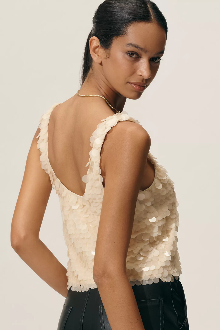 lyrebird scoop-neck paillette tank top