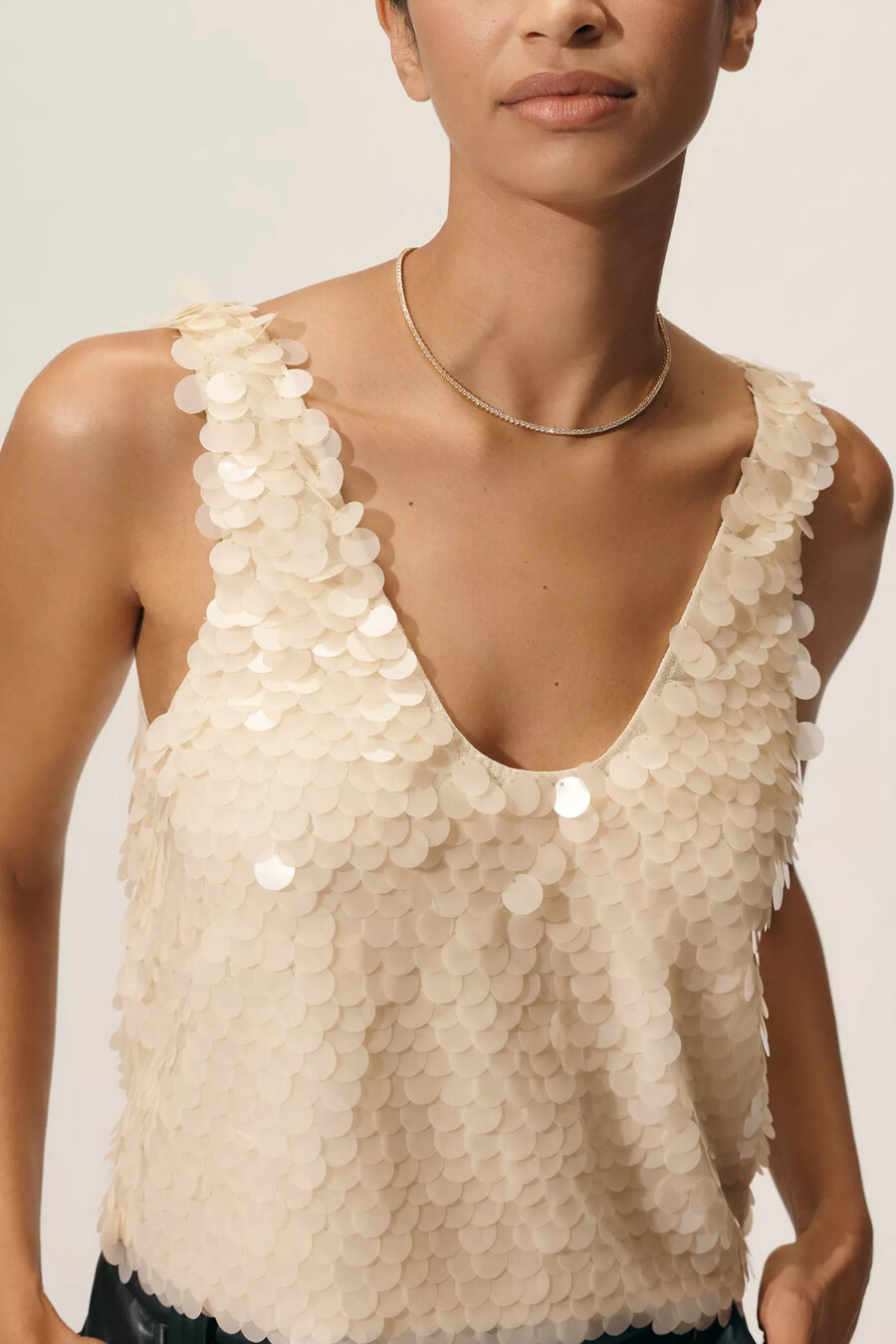 lyrebird scoop-neck paillette tank top