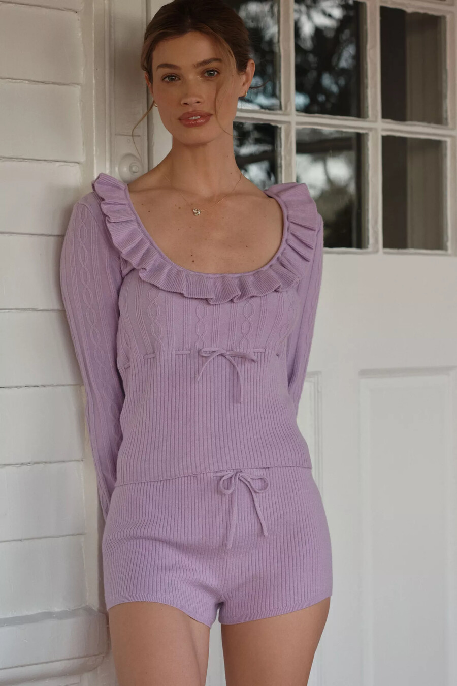 lyrebird long-sleeve ribbed knit top