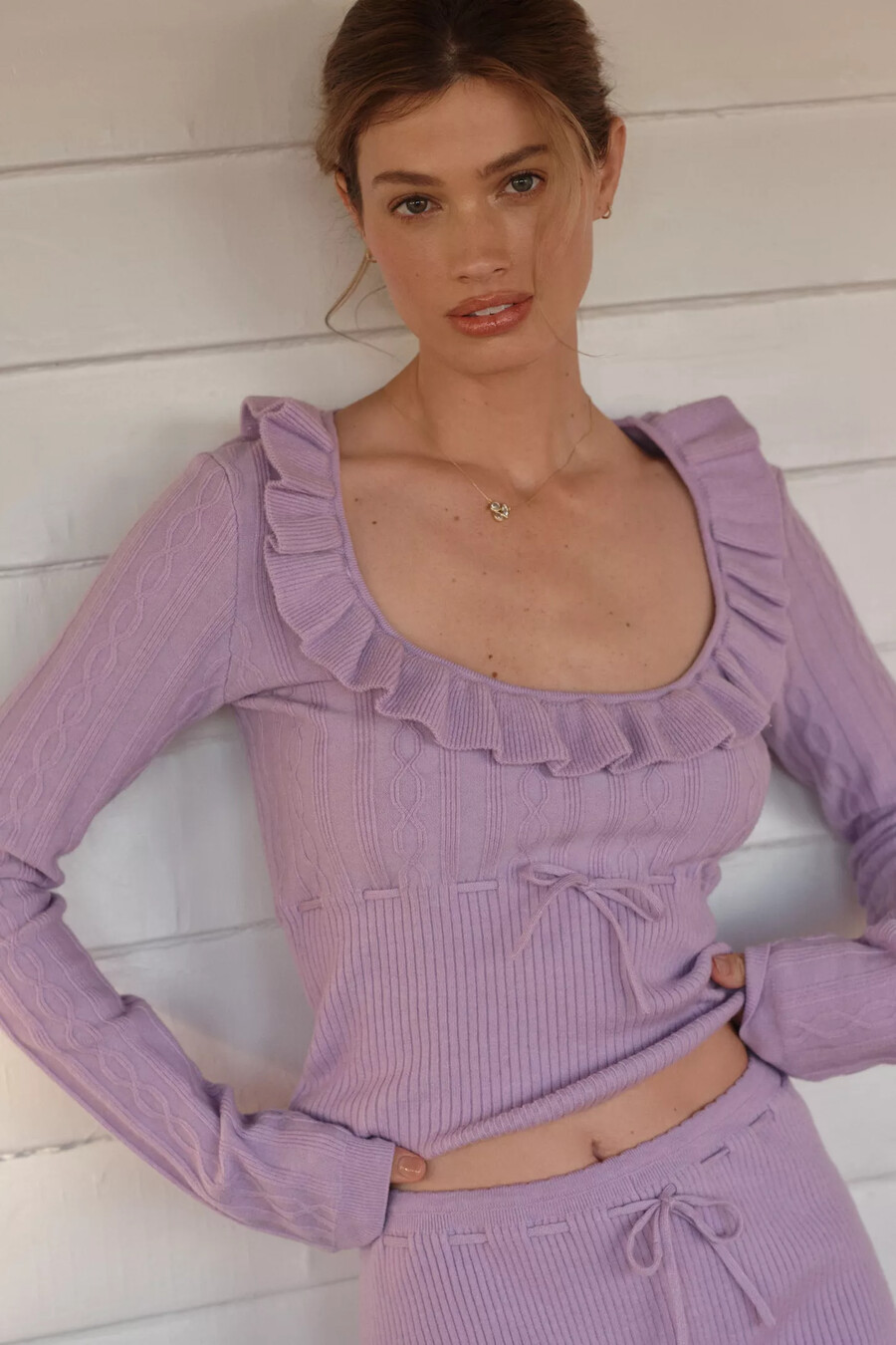 lyrebird long-sleeve ribbed knit top