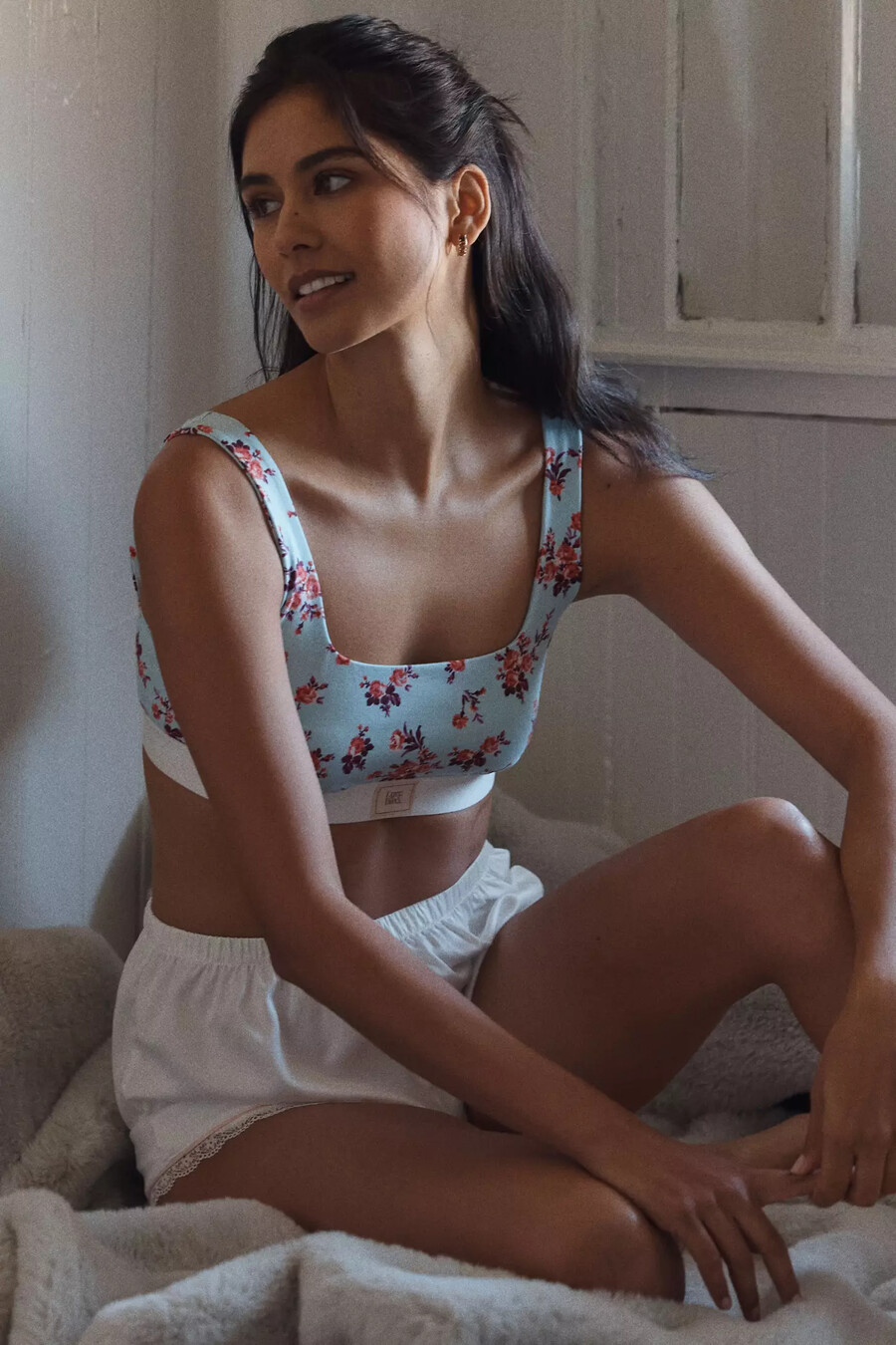 the lyrebird cottoncloud printed scoop-neck bra