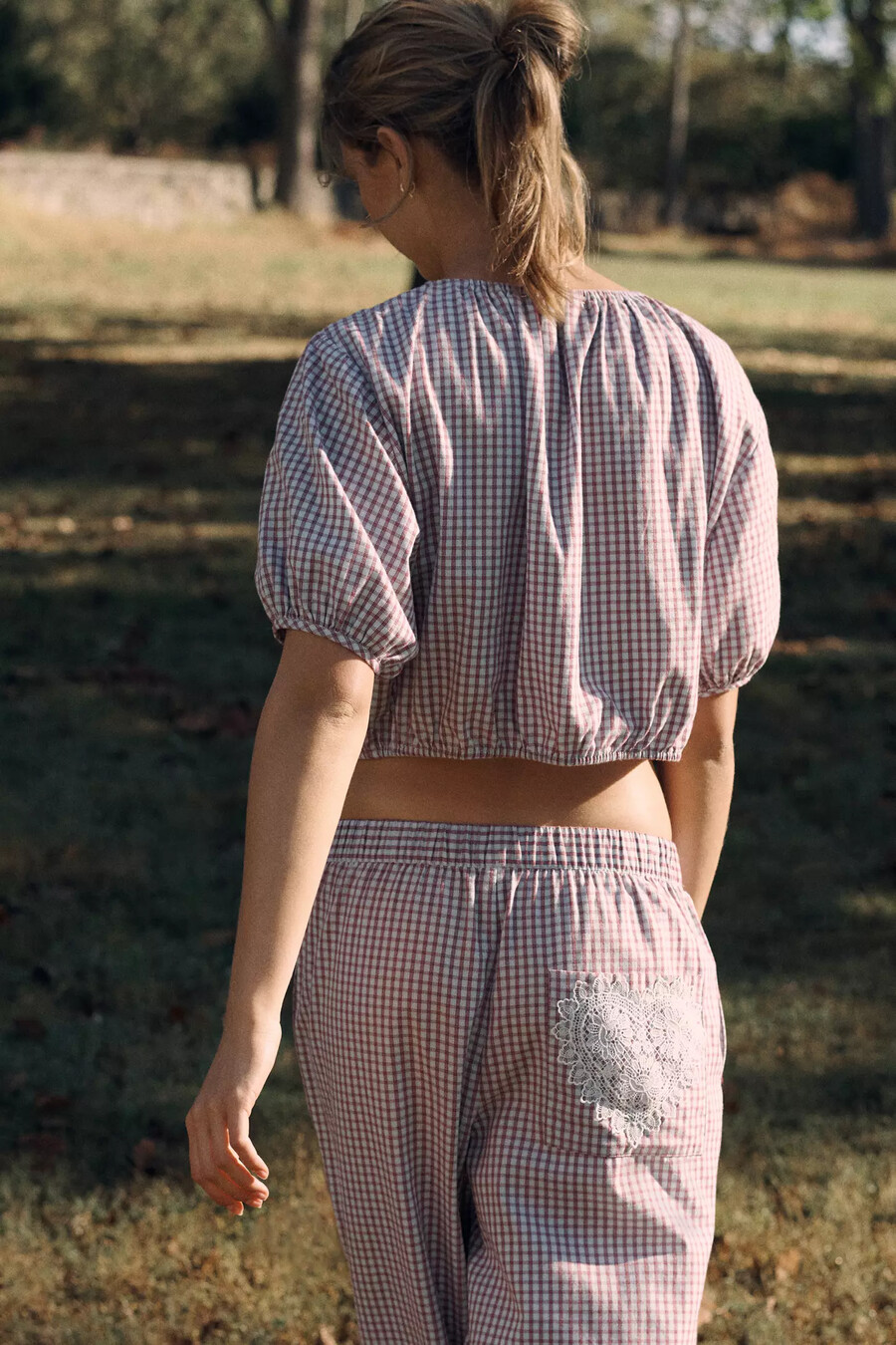 lyrebird short-sleeve flannel buttondown crop top