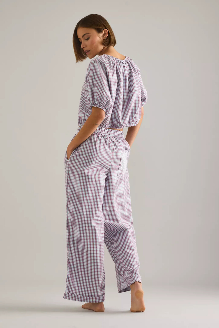 lyrebird short-sleeve flannel buttondown crop top
