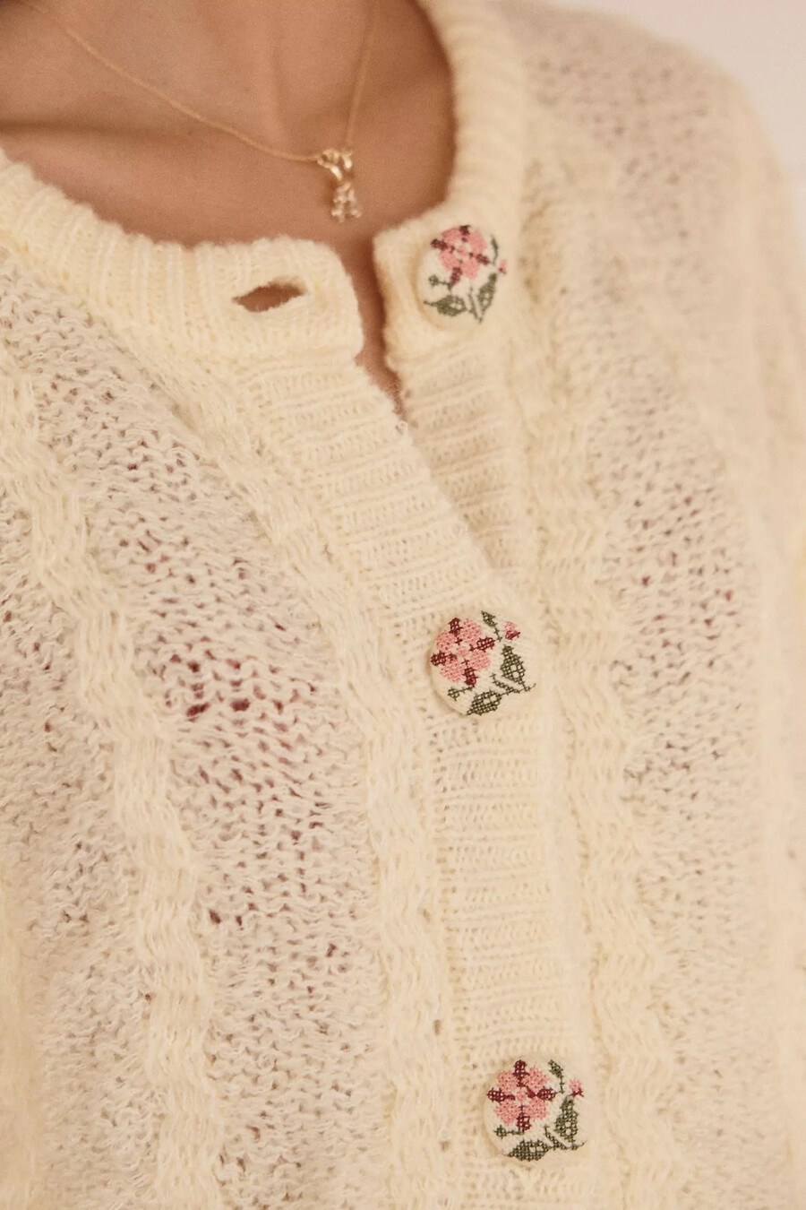lyrebird novelty button cardigan