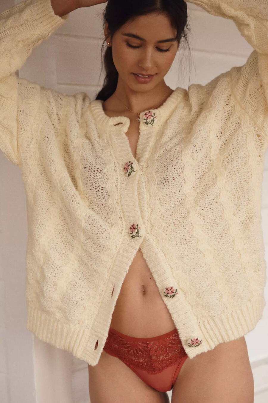 lyrebird novelty button cardigan