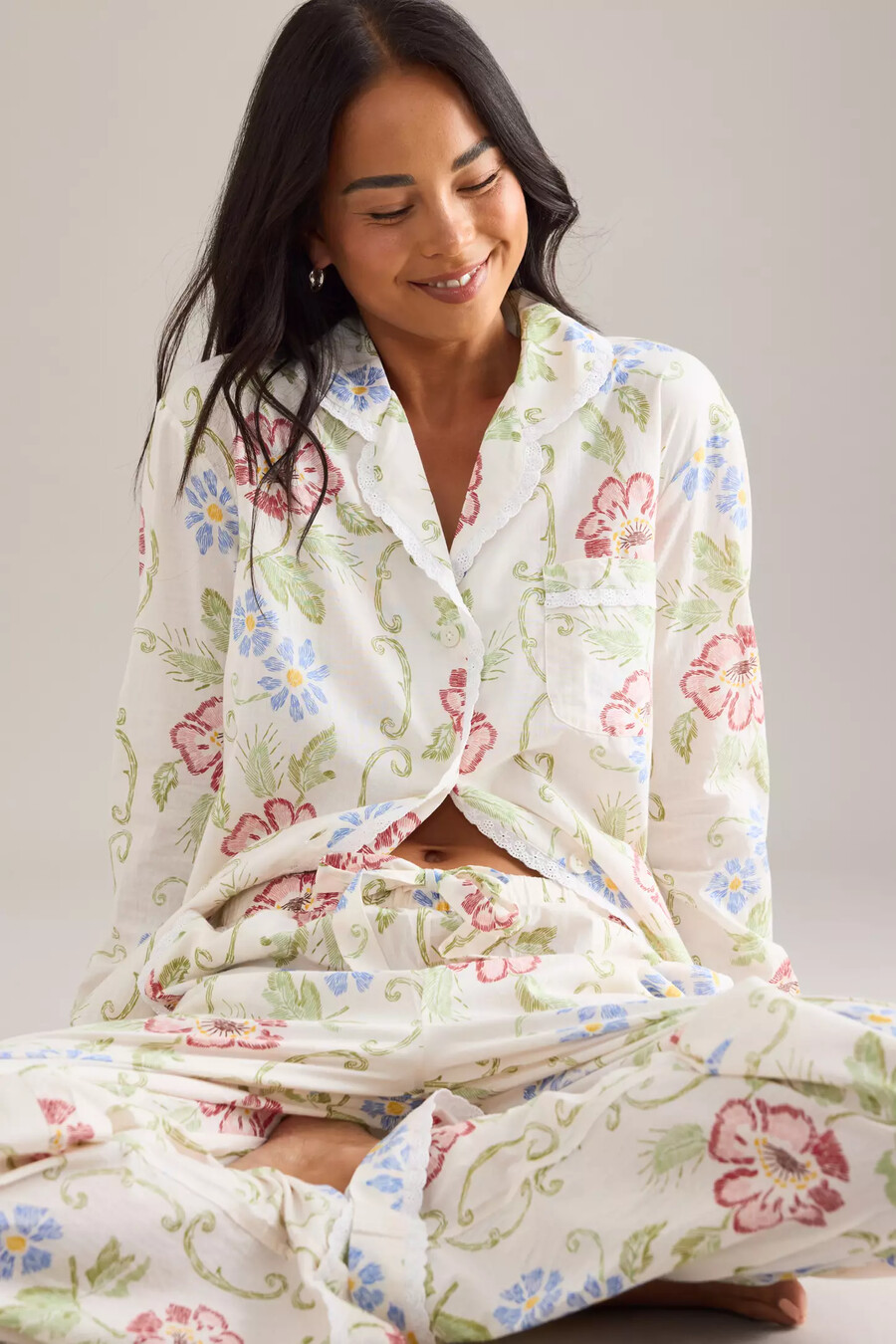desmond dempsey floral long pyjama set
