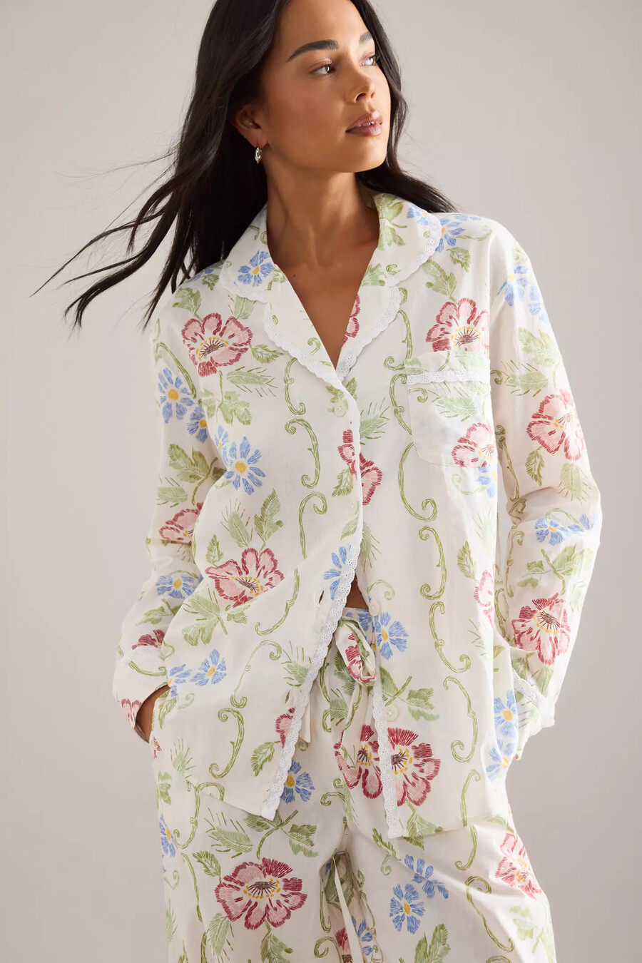 desmond dempsey floral long pyjama set