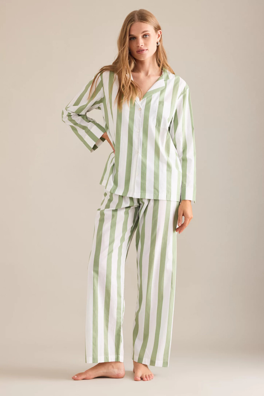 honna classic stripe long pyjama set