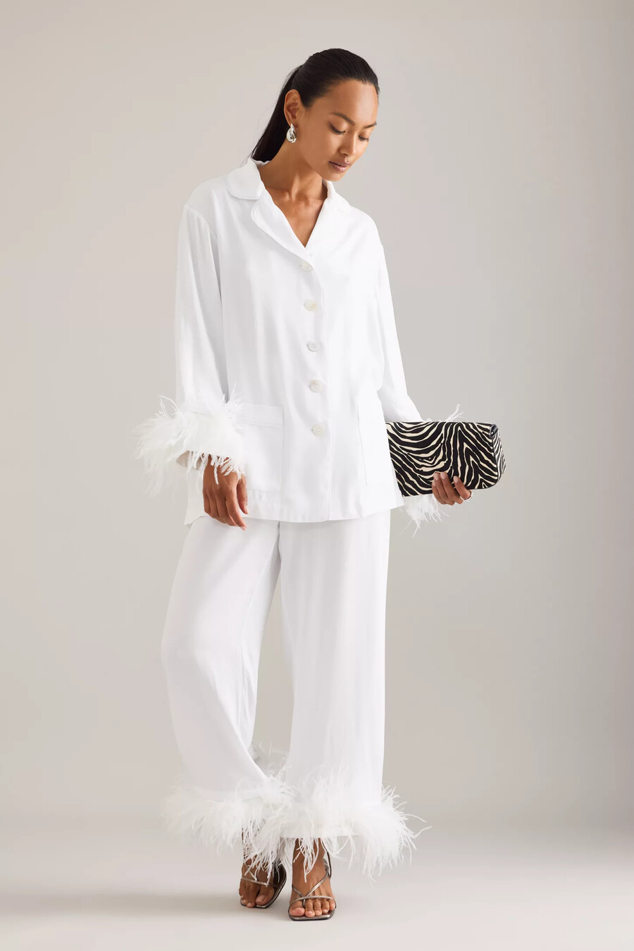 sleeper party feather long pyjama set
