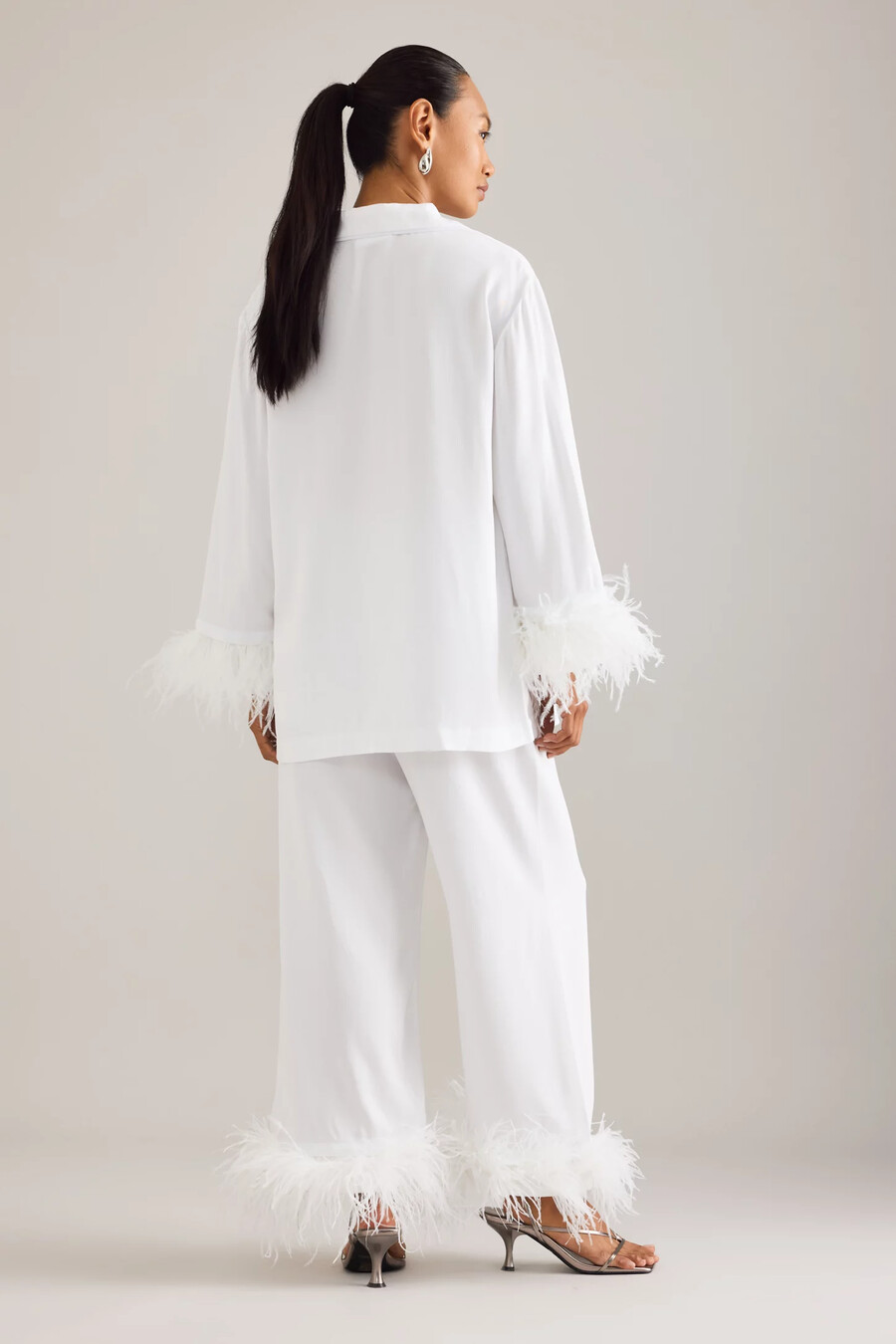 sleeper party feather long pyjama set