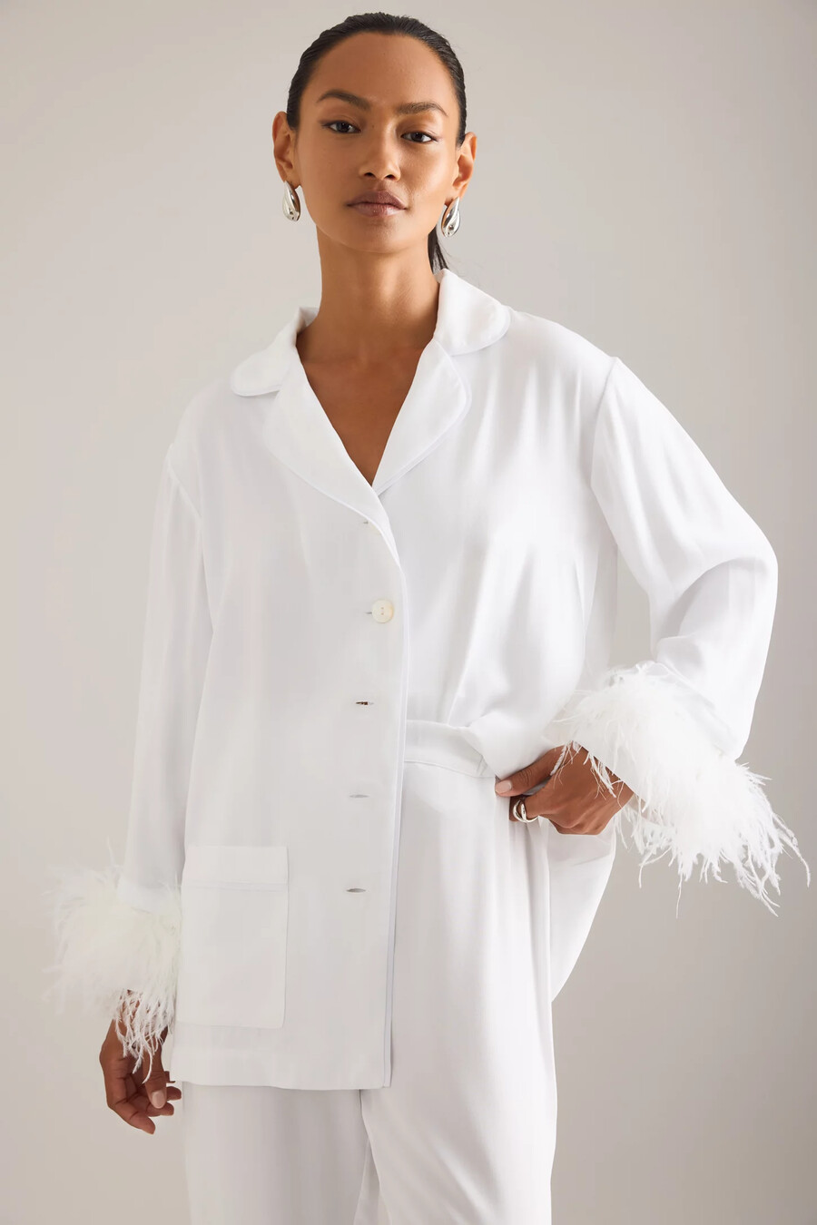 sleeper party feather long pyjama set