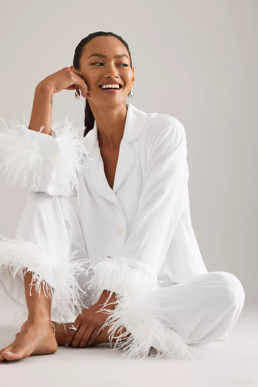 sleeper party feather long pyjama set