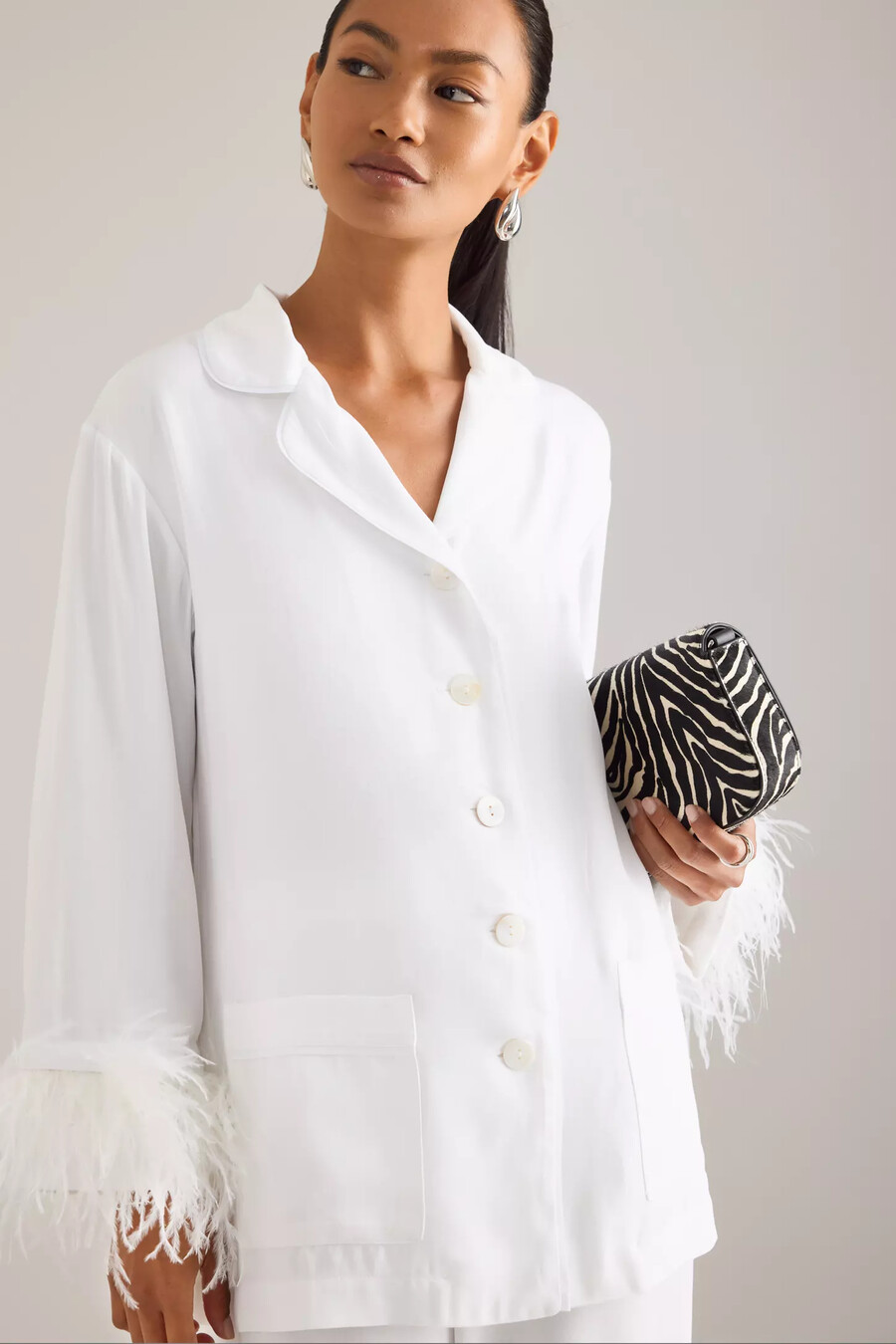 sleeper party feather long pyjama set