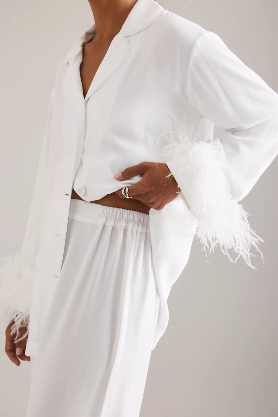 sleeper party feather long pyjama set