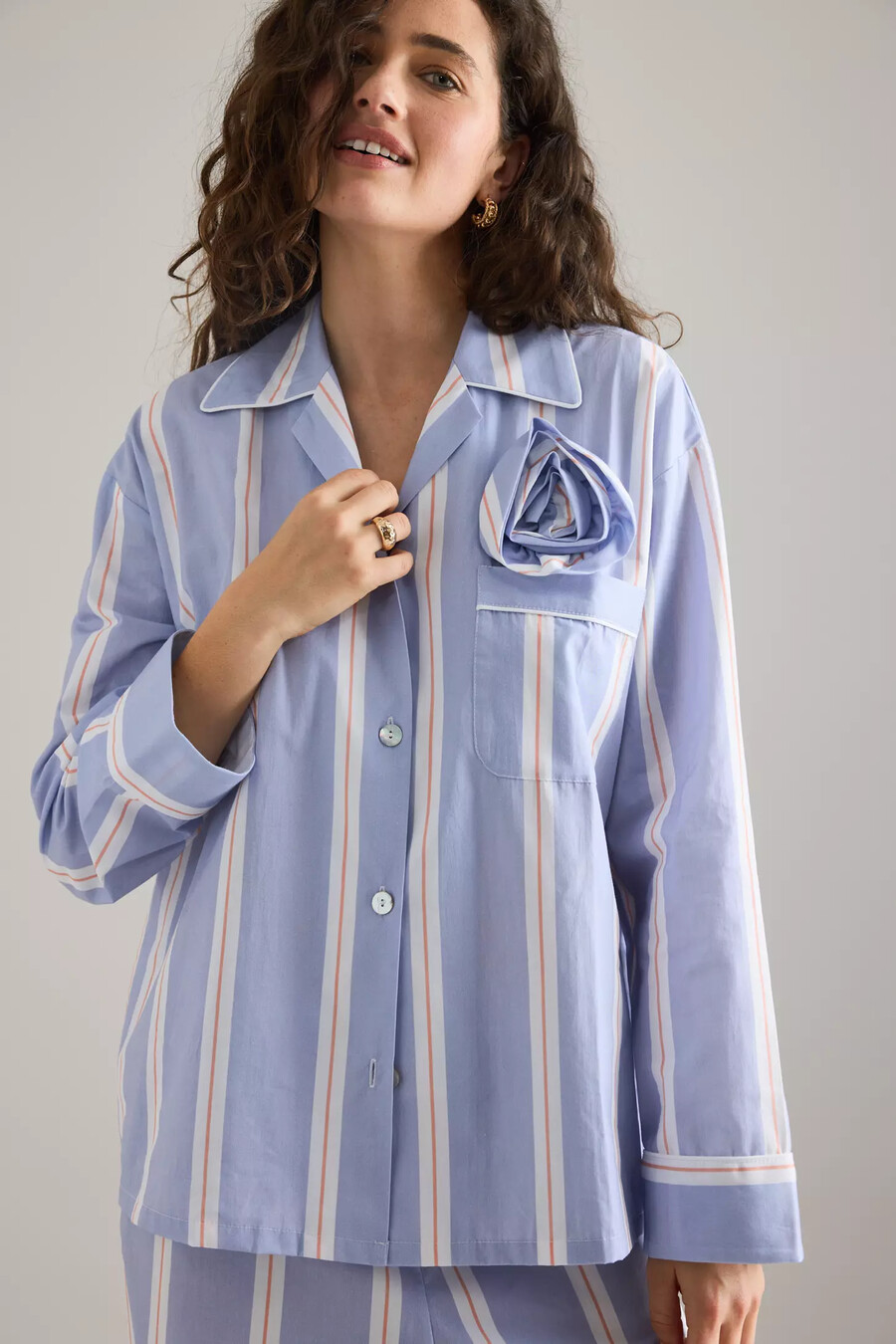sleeper rose stripe long pyjama set