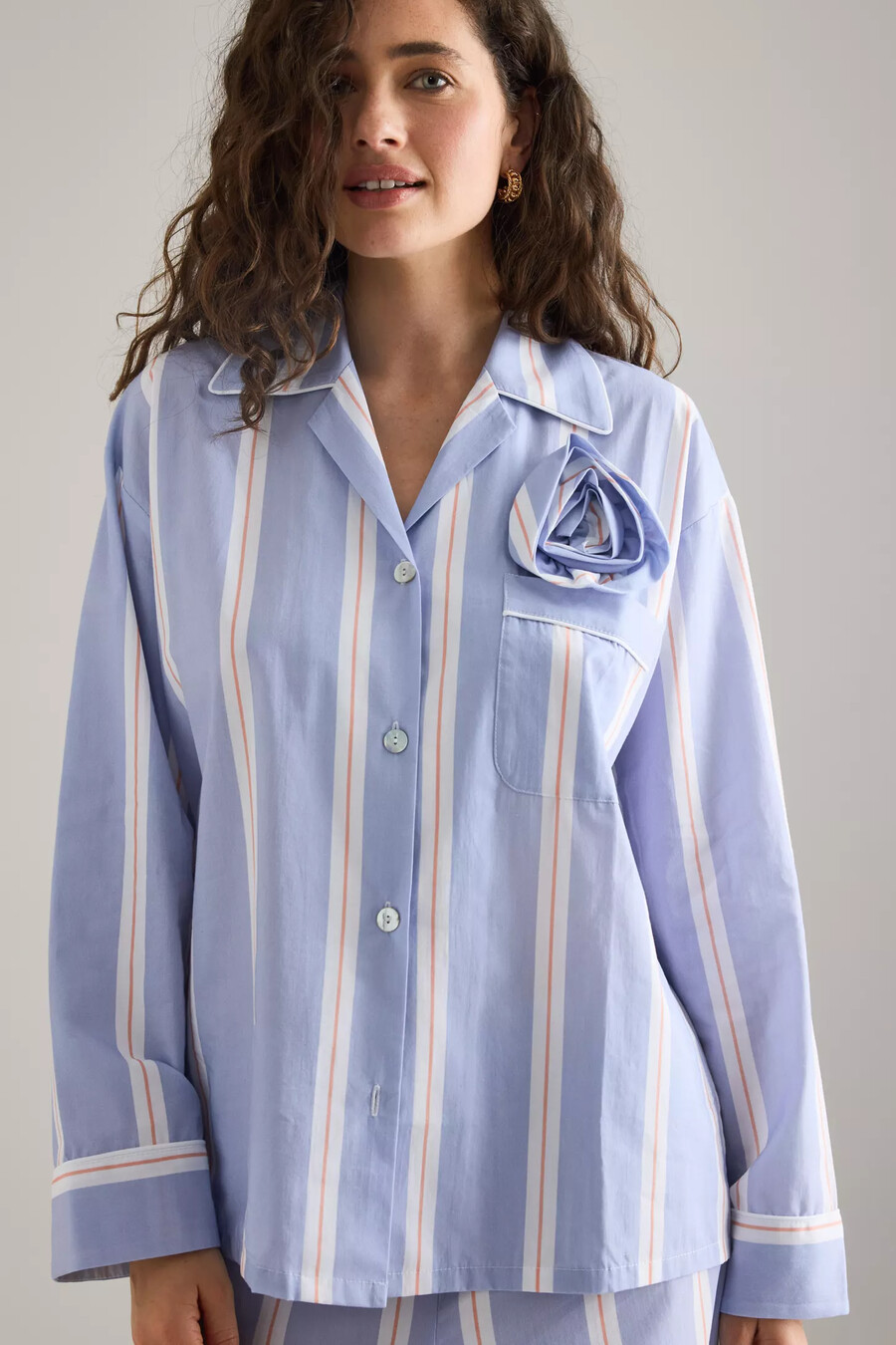 sleeper rose stripe long pyjama set