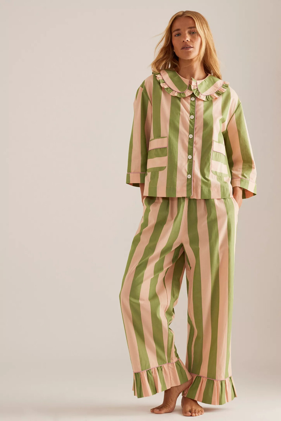 tbco long cotton stripe pyjama set