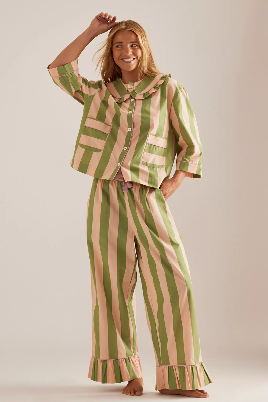 tbco long cotton stripe pyjama set