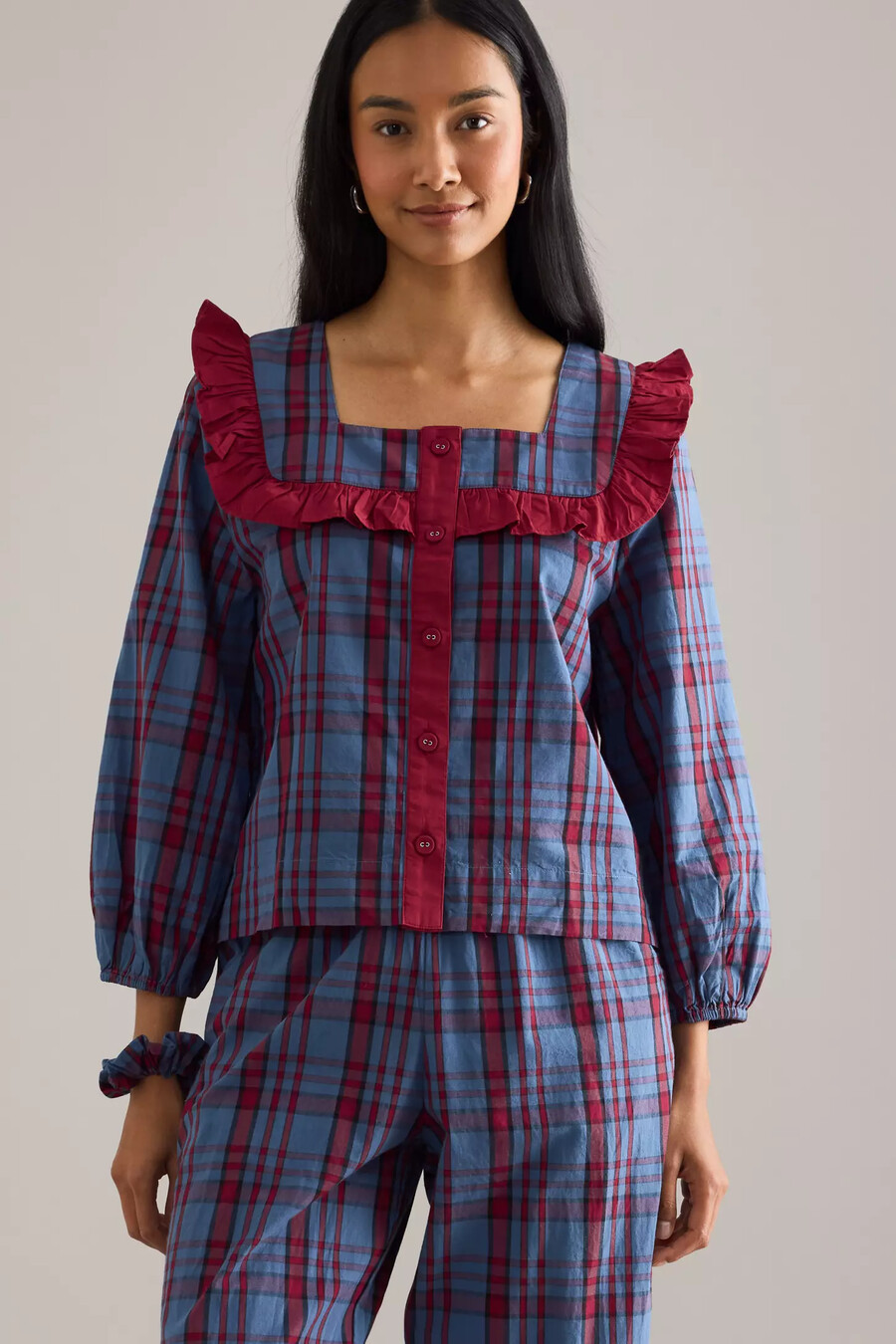 tbco tartan ruffle pyjama set