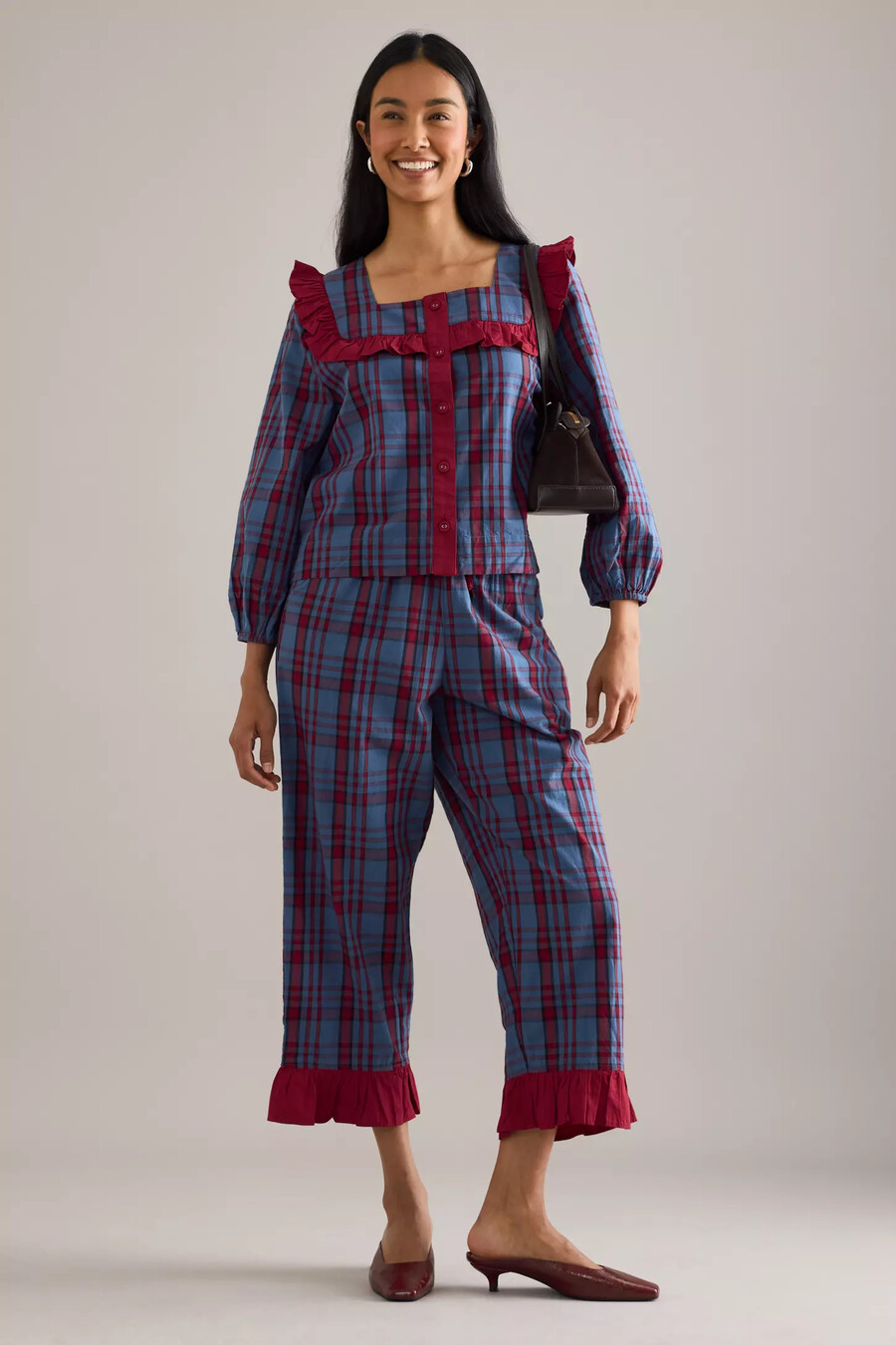tbco tartan ruffle pyjama set