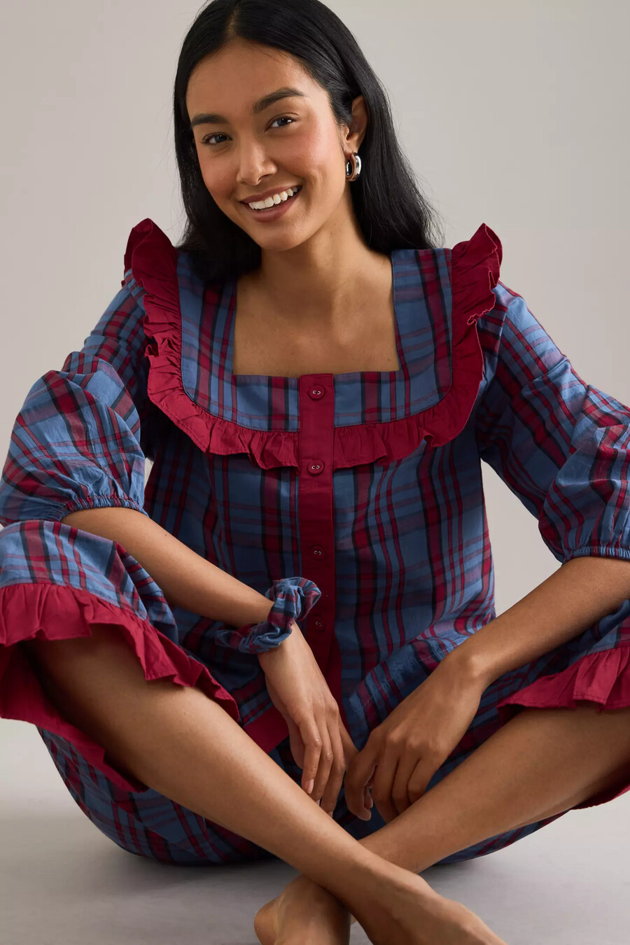 tbco tartan ruffle pyjama set