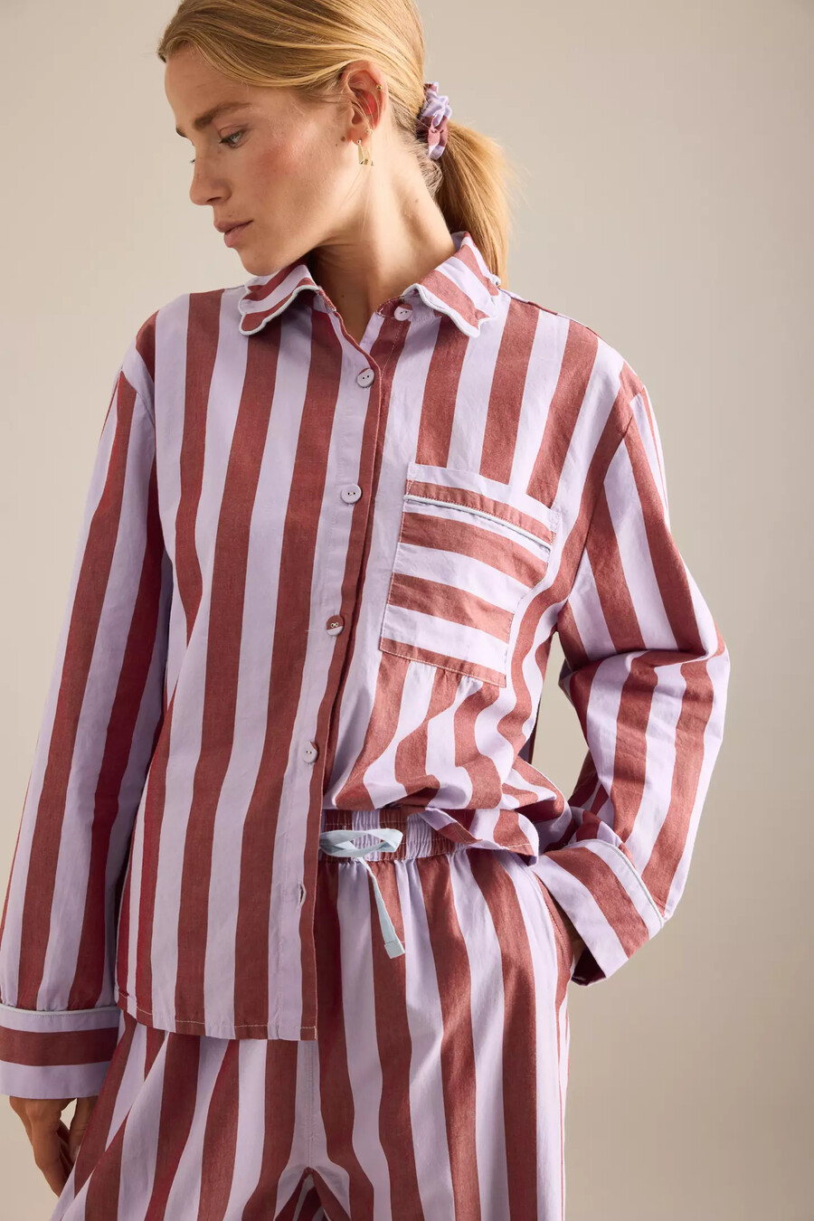 tbco striped long pyjama set
