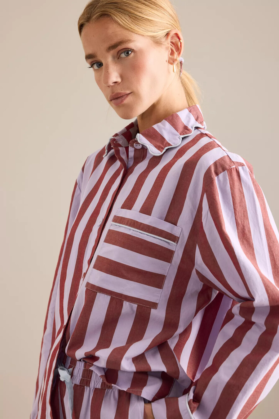 tbco striped long pyjama set