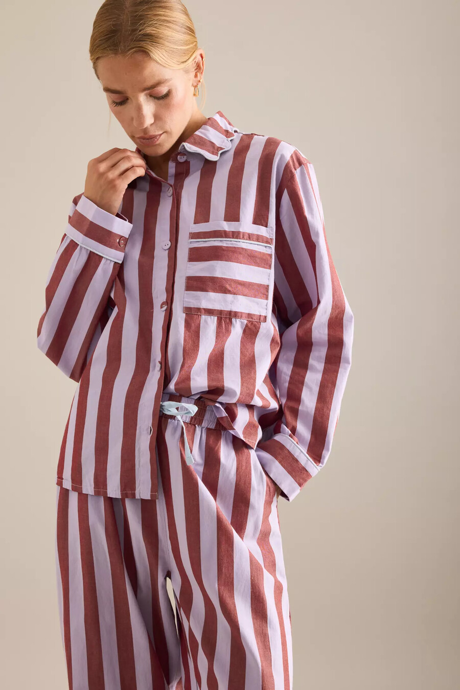 tbco striped long pyjama set