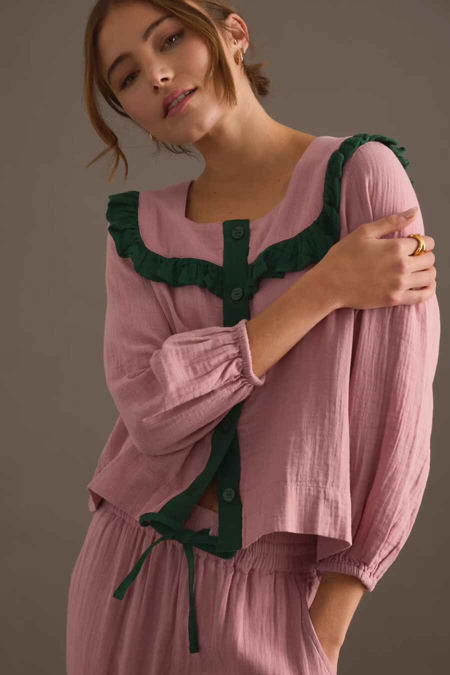 tbco pink ruffle pyjama set