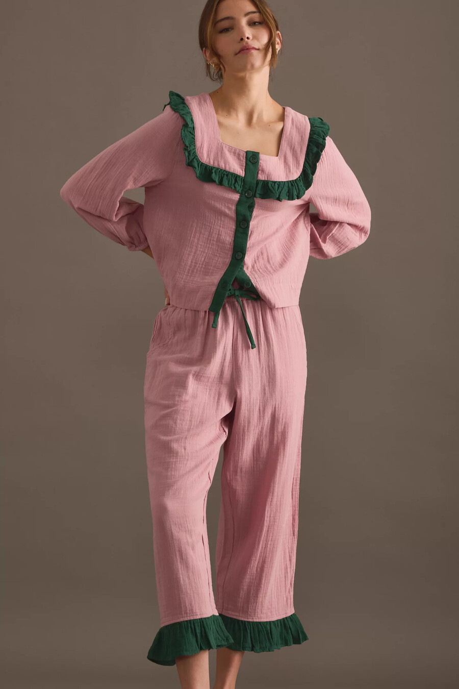 tbco pink ruffle pyjama set