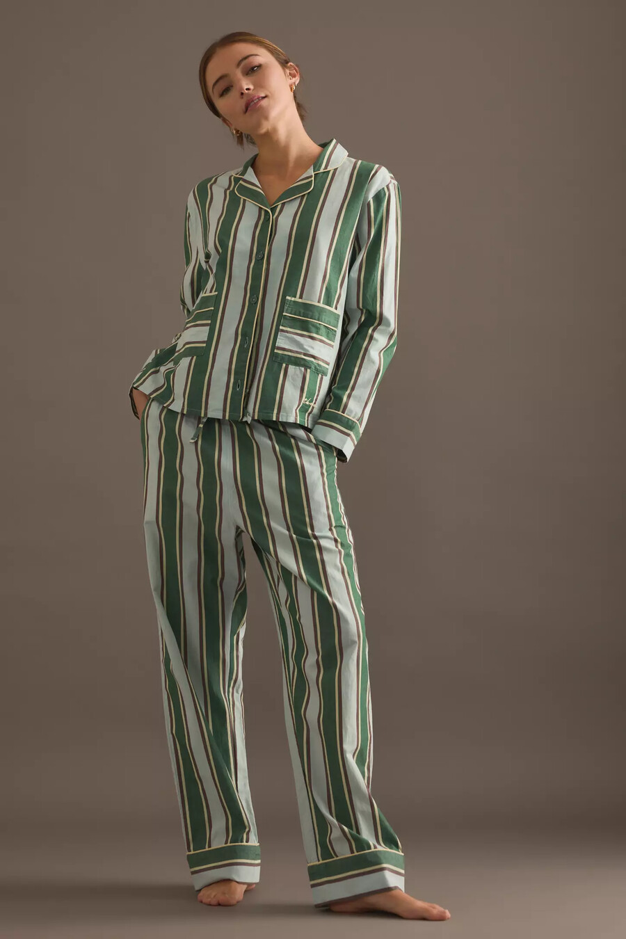 tbco green stripe pyjama set