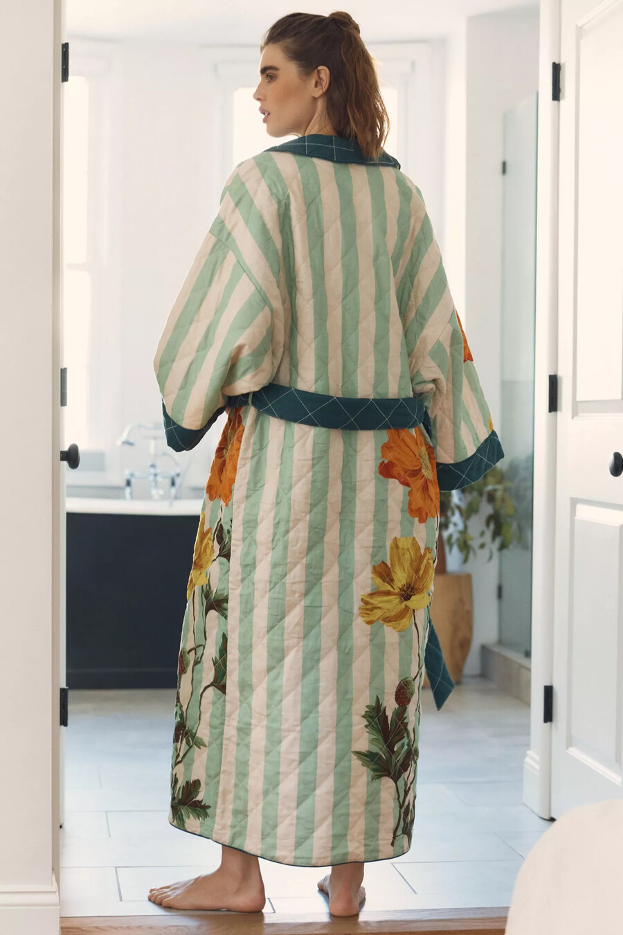 nay bellamy x lyrebird quilted printed flannel robe