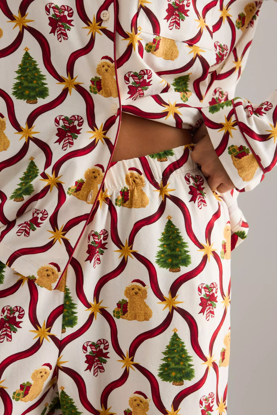 chelsea peers christmas dogs long pyjama set