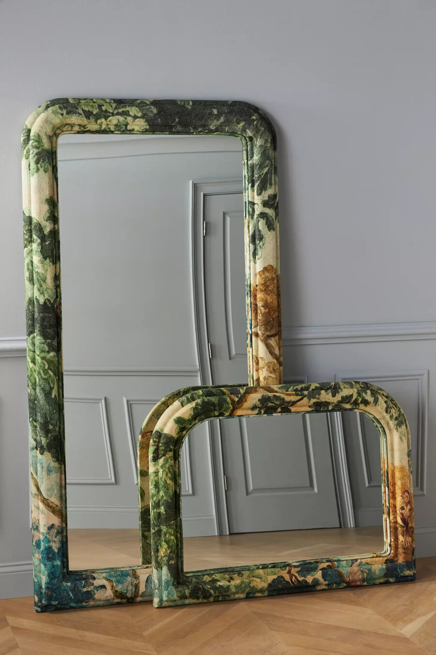 judarn floral wood overmantle mirror