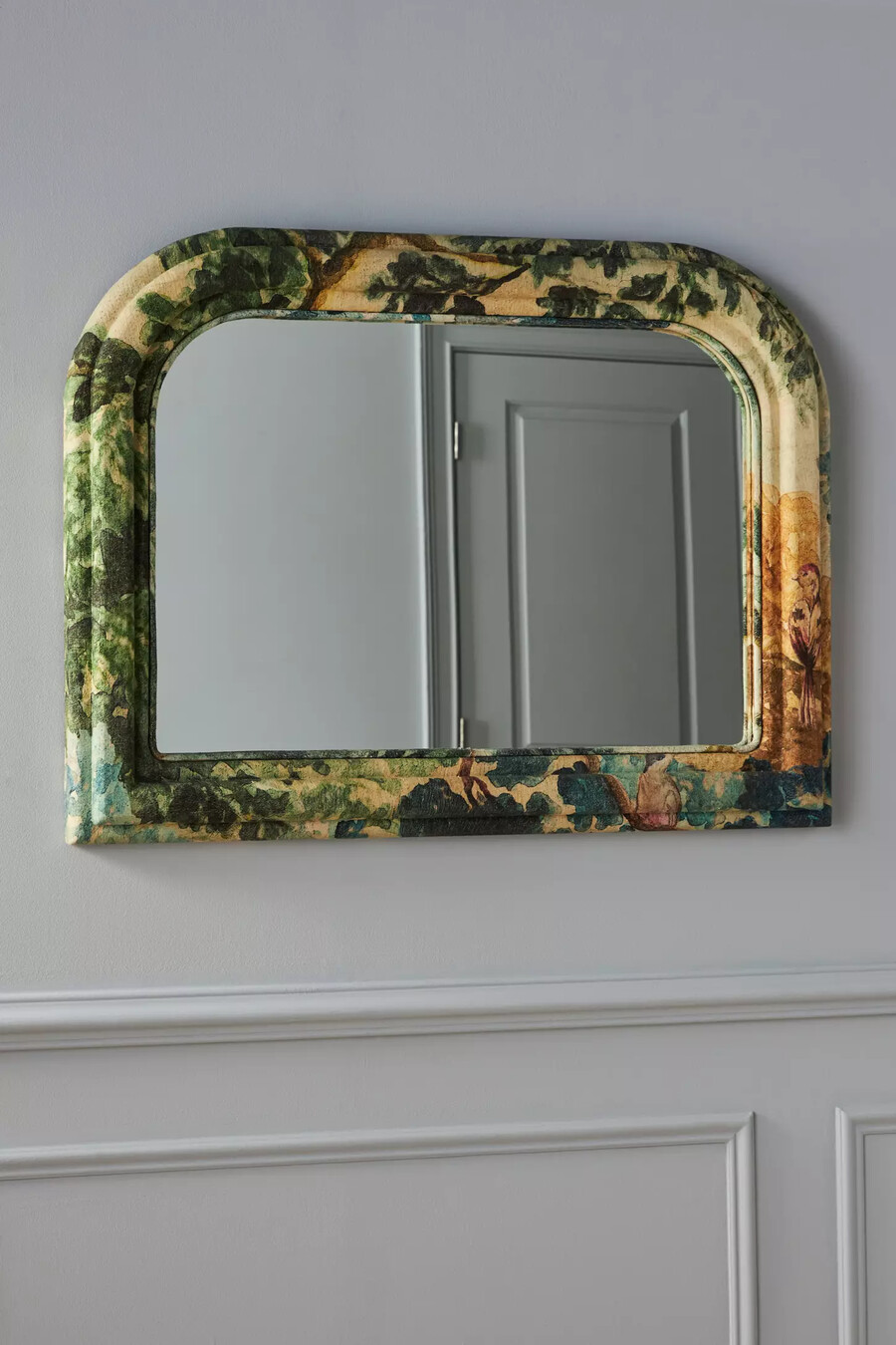 judarn floral wood overmantle mirror