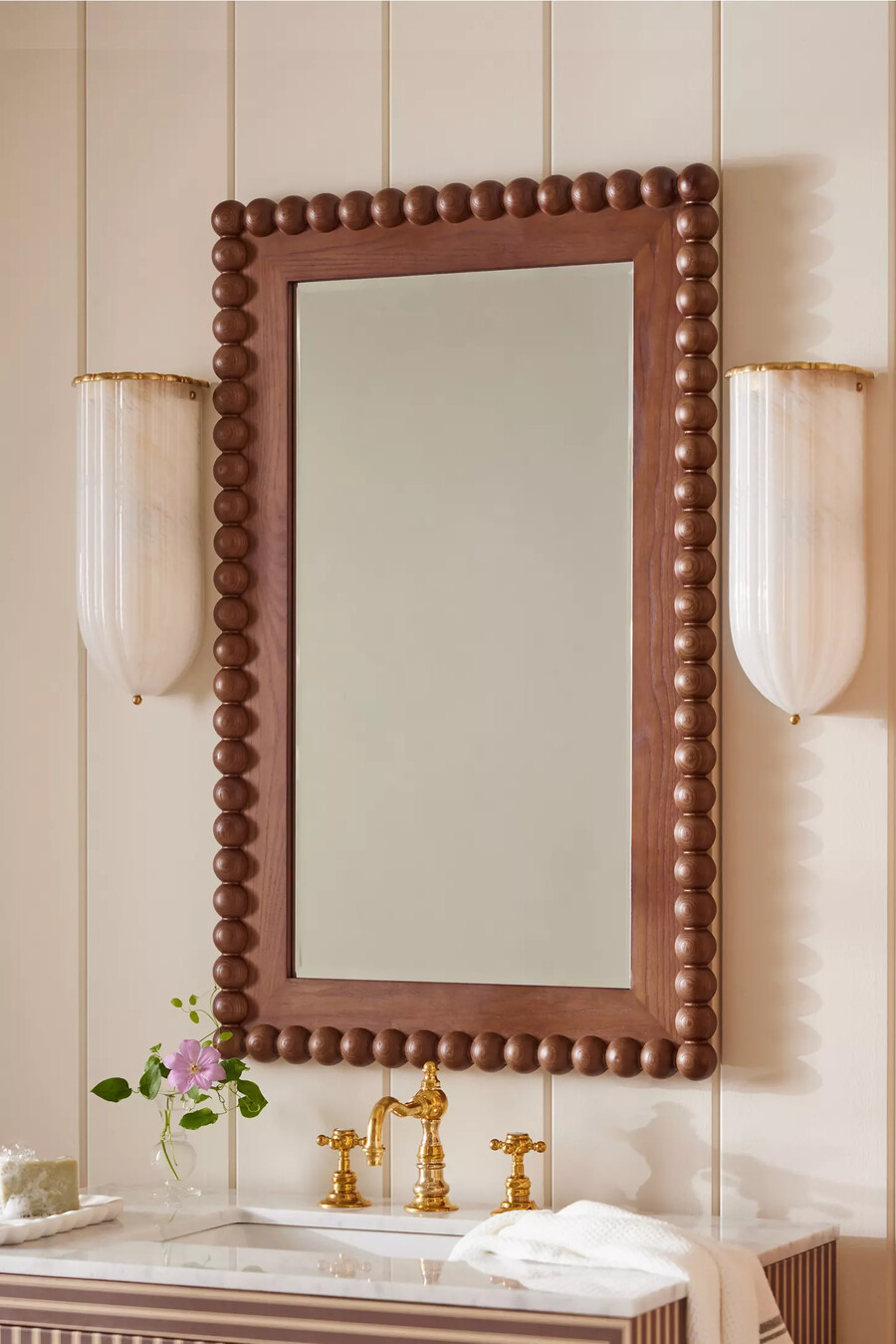 pippa wood bobbin rectangle portrait wall mirror